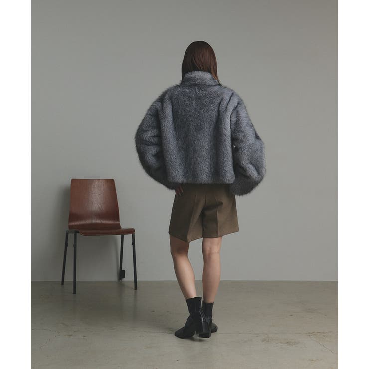 スタンドカラーフェイクファーコート | ad thie | 詳細画像24 