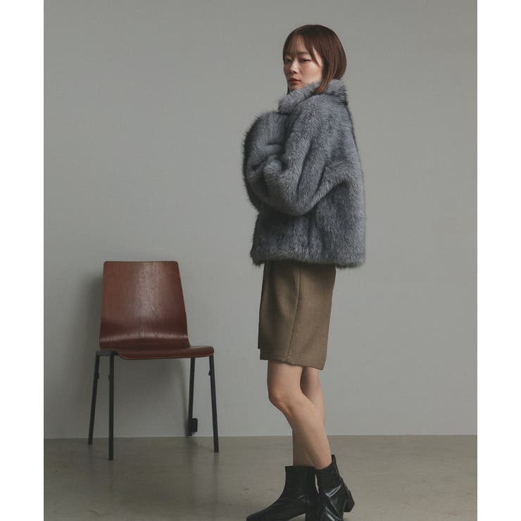スタンドカラーフェイクファーコート | ad thie | 詳細画像25 