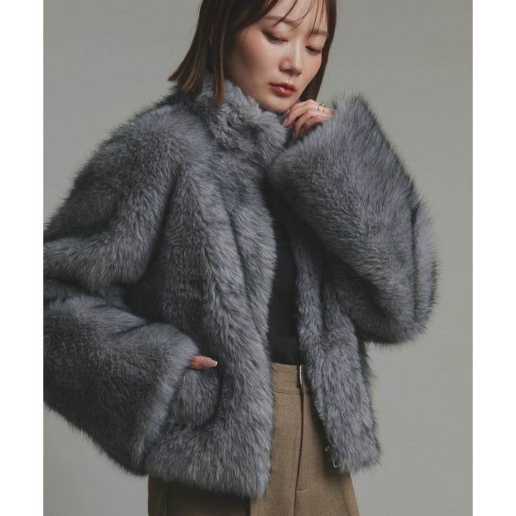 スタンドカラーフェイクファーコート | ad thie | 詳細画像27 
