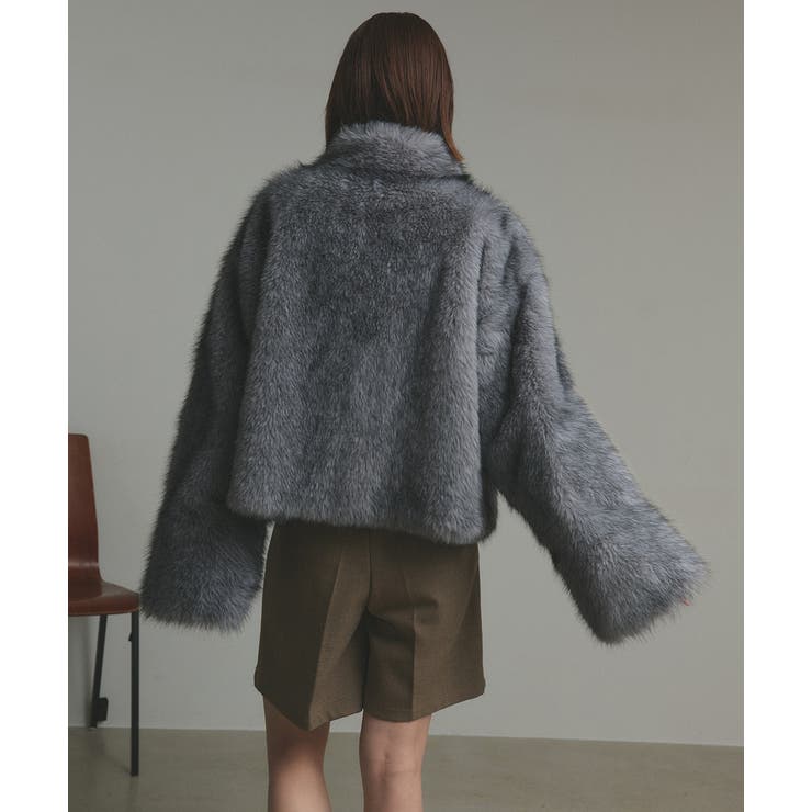 スタンドカラーフェイクファーコート | ad thie | 詳細画像28 