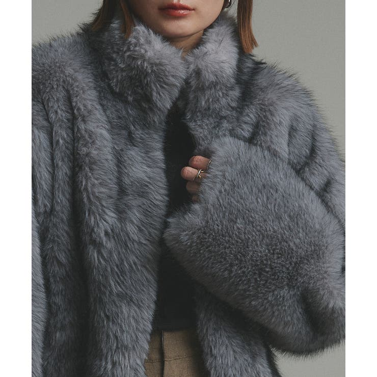 スタンドカラーフェイクファーコート | ad thie | 詳細画像29 