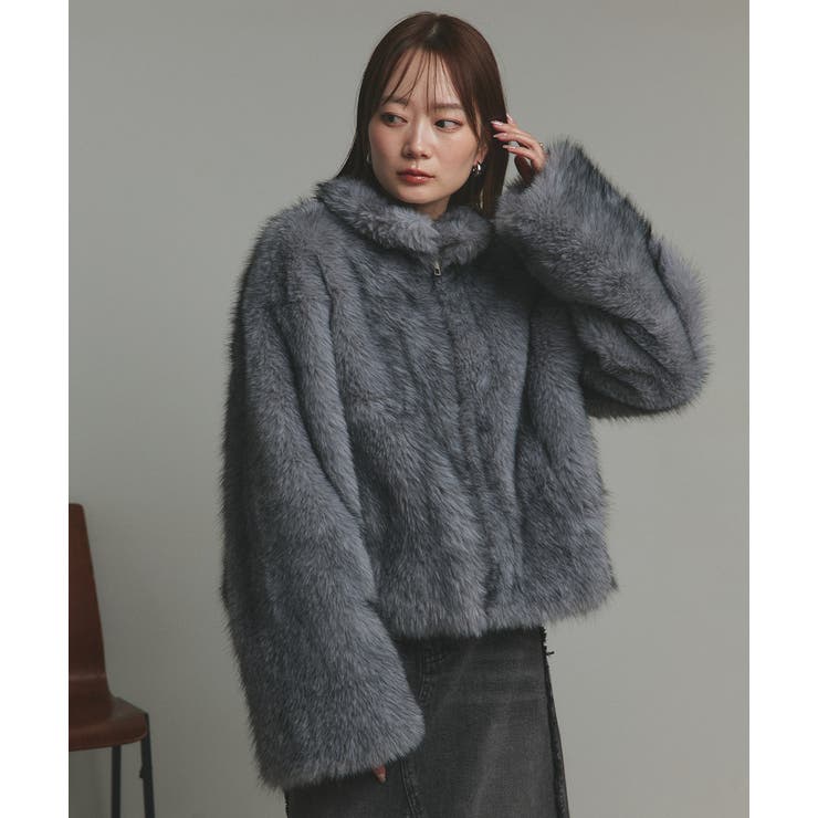 2025AW新作】スタンドカラーフェイクファーコート[品番：ADEW0005052