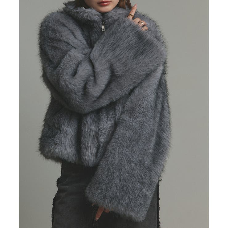 2025AW新作】スタンドカラーフェイクファーコート[品番：ADEW0005052