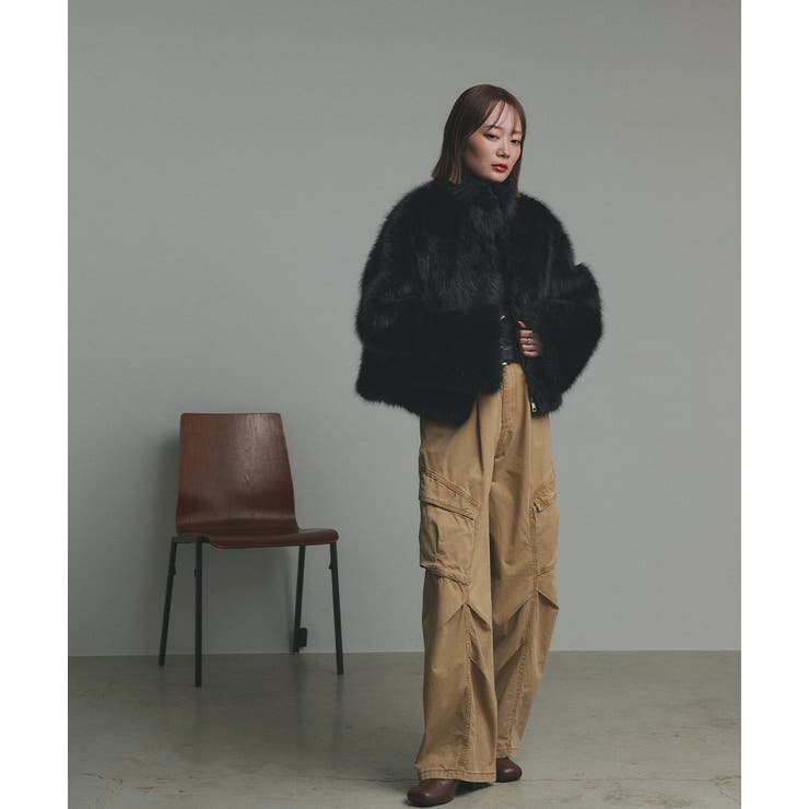 スタンドカラーフェイクファーコート | ad thie | 詳細画像35 