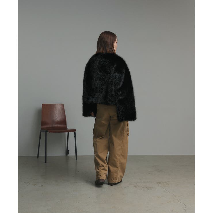 スタンドカラーフェイクファーコート | ad thie | 詳細画像36 