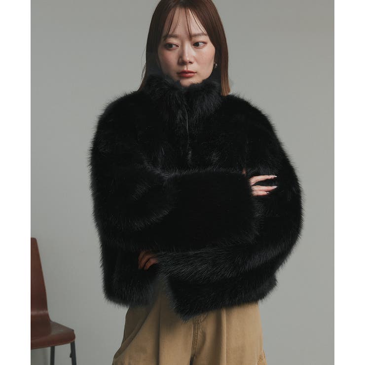 スタンドカラーフェイクファーコート | ad thie | 詳細画像38 