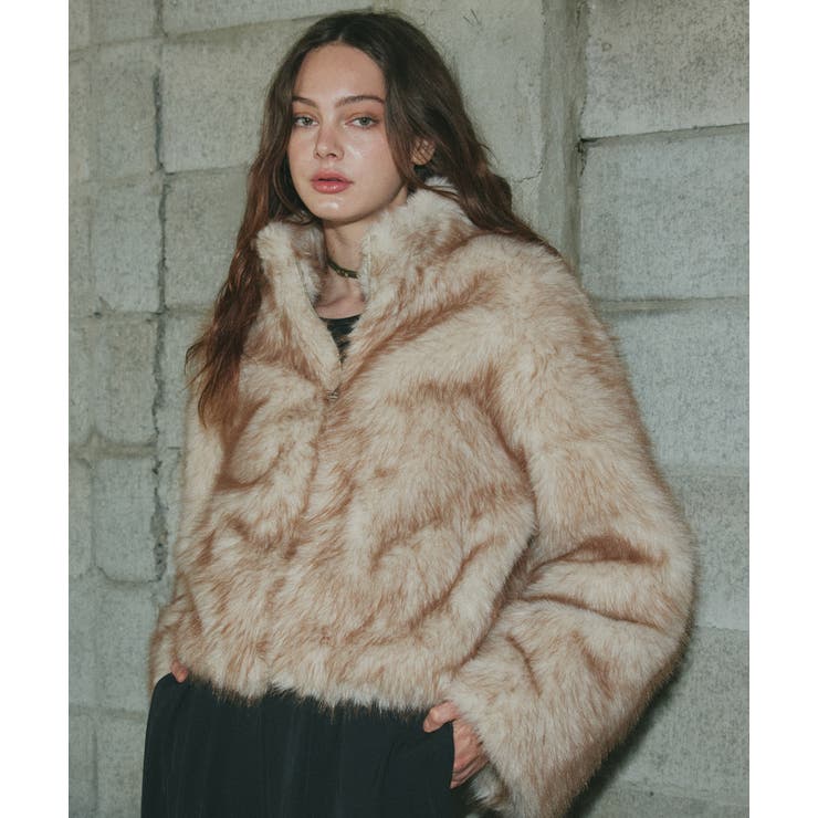 スタンドカラーフェイクファーコート | ad thie | 詳細画像4 