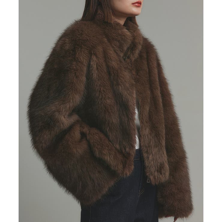 スタンドカラーフェイクファーコート | ad thie | 詳細画像45 