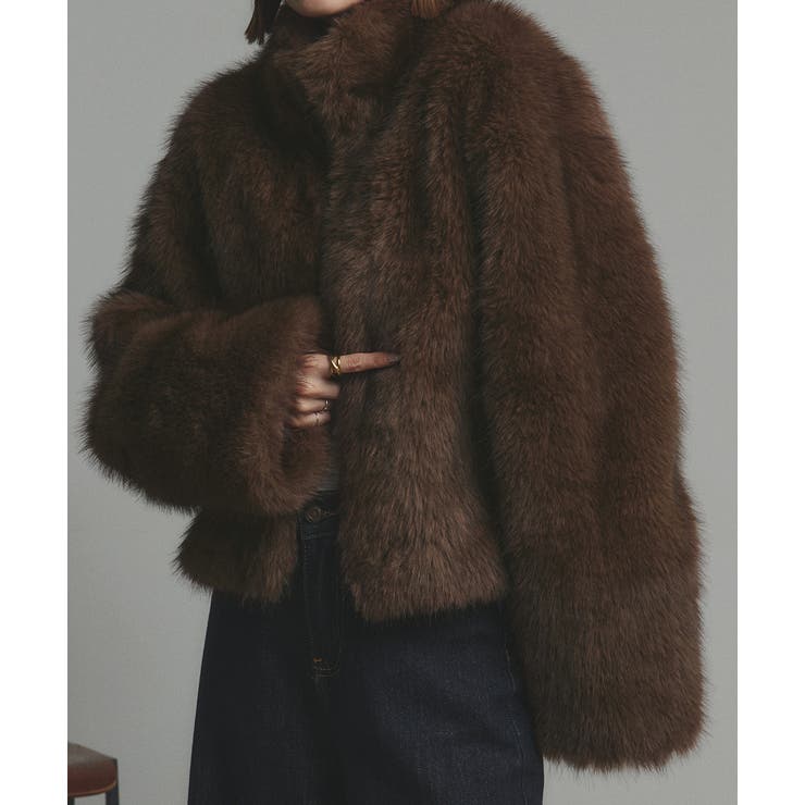 スタンドカラーフェイクファーコート | ad thie | 詳細画像46 