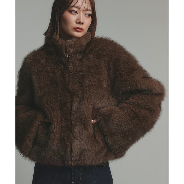 2025AW新作】スタンドカラーフェイクファーコート[品番：ADEW0005052