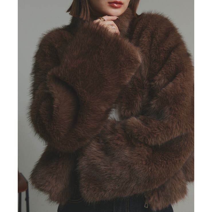 スタンドカラーフェイクファーコート | ad thie | 詳細画像48 