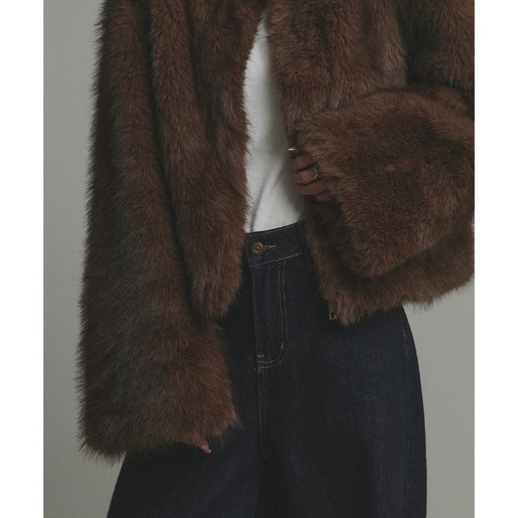 スタンドカラーフェイクファーコート | ad thie | 詳細画像50 