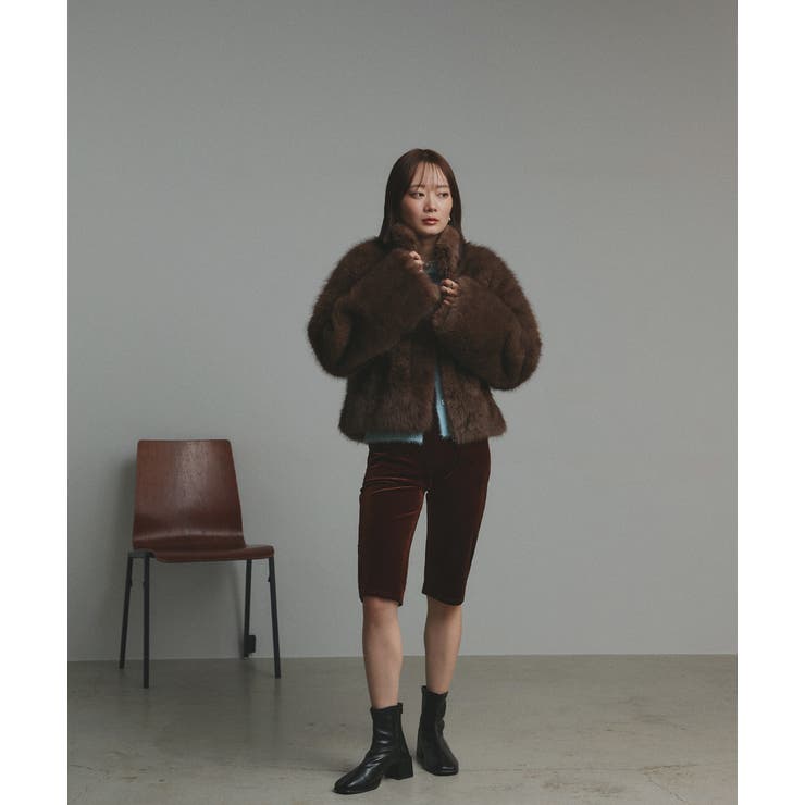 スタンドカラーフェイクファーコート | ad thie | 詳細画像51 