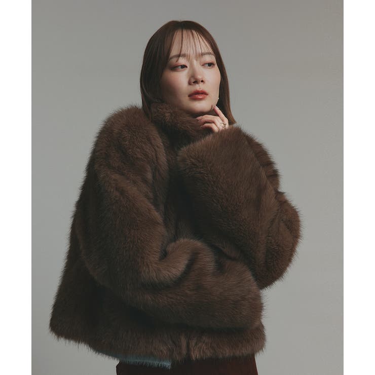 スタンドカラーフェイクファーコート | ad thie | 詳細画像53 