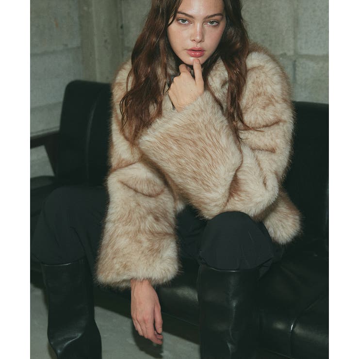 スタンドカラーフェイクファーコート | ad thie | 詳細画像9 