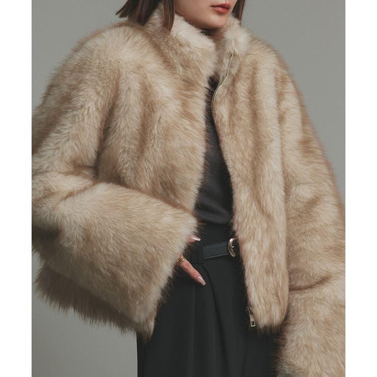 2025AW新作】スタンドカラーフェイクファーコート[品番：ADEW0005052