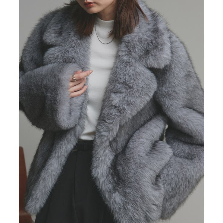 グレー | 【2025AW新作】テーラードカラーフェイクファーコート | ad thie