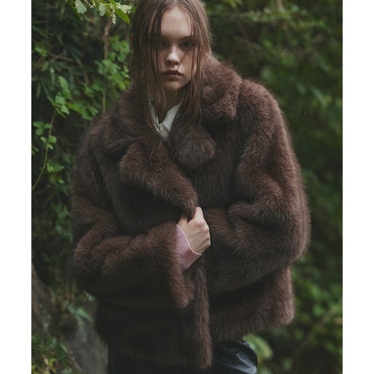 ブラウン | 【2025AW新作】テーラードカラーフェイクファーコート | ad thie