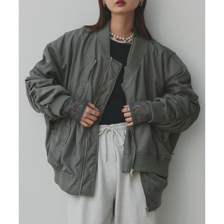 ギャザーデザインアシンメトリーMA-1 | ad thie | 詳細画像18 