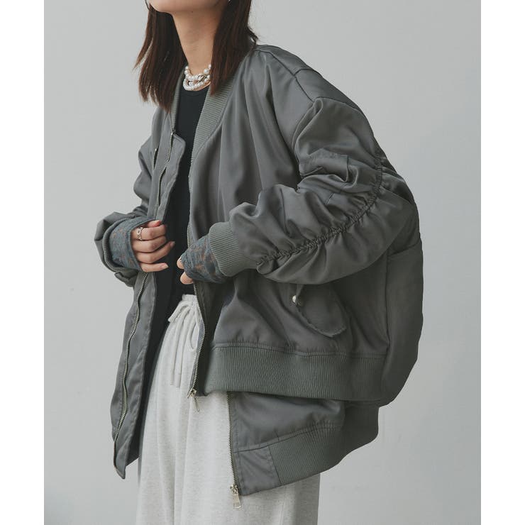 ギャザーデザインアシンメトリーMA-1 | ad thie | 詳細画像19 