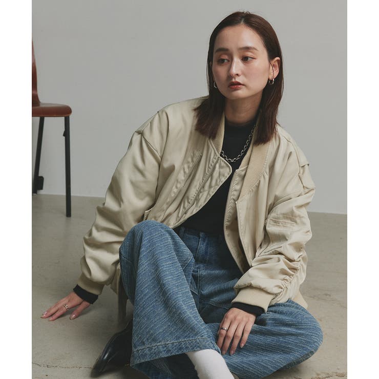 ギャザーデザインアシンメトリーMA-1 | ad thie | 詳細画像27 