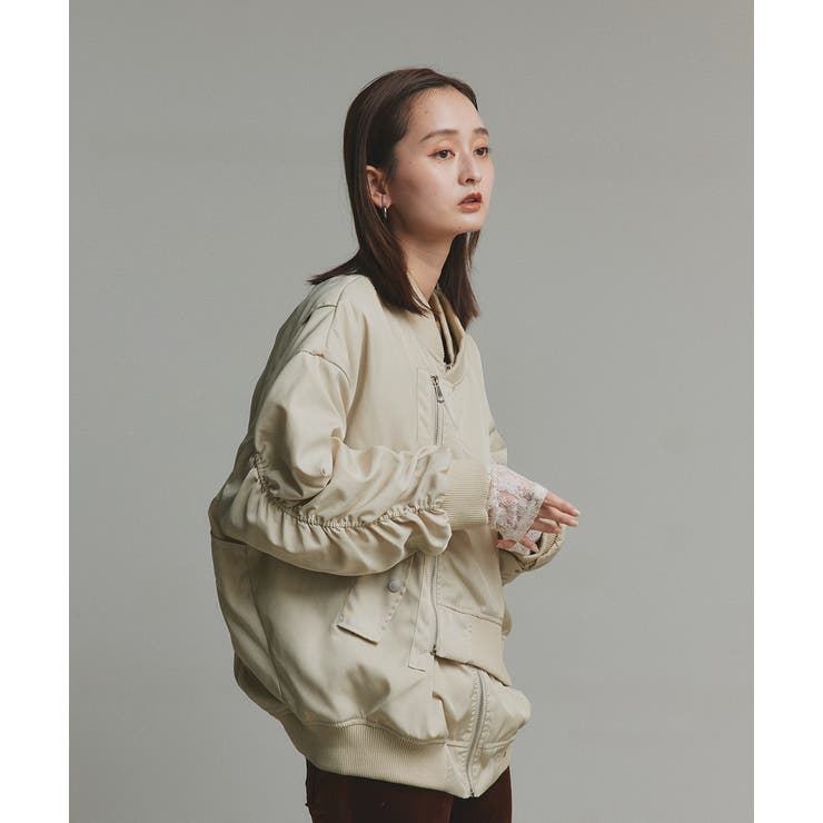 ギャザーデザインアシンメトリーMA-1 | ad thie | 詳細画像33 