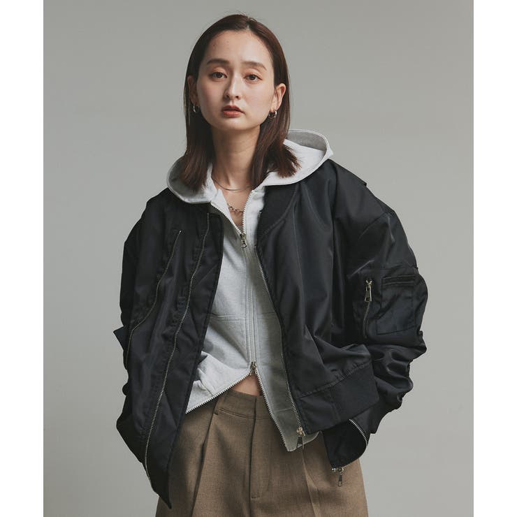 ギャザーデザインアシンメトリーMA-1 | ad thie | 詳細画像37 