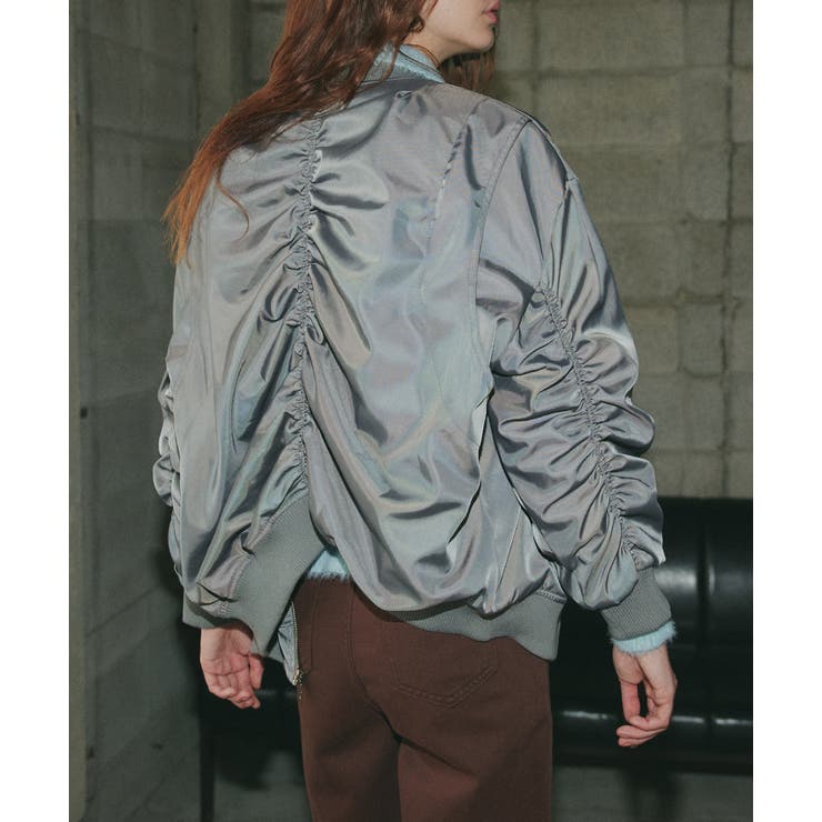 ギャザーデザインアシンメトリーMA-1 | ad thie | 詳細画像4 