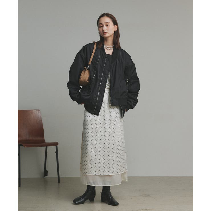 ギャザーデザインアシンメトリーMA-1 | ad thie | 詳細画像40 