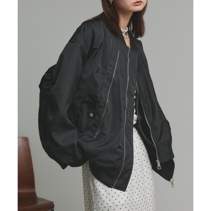 2025AW新作】ギャザーデザインアシンメトリーMA-1[品番：ADEW0005020