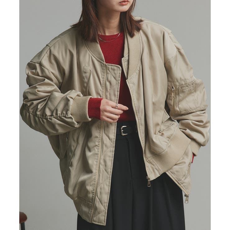 2025AW新作】ギャザーデザインアシンメトリーMA-1[品番：ADEW0005020