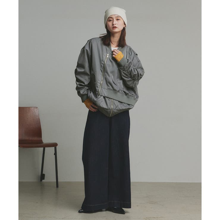 ギャザーデザインアシンメトリーMA-1 | ad thie | 詳細画像7 