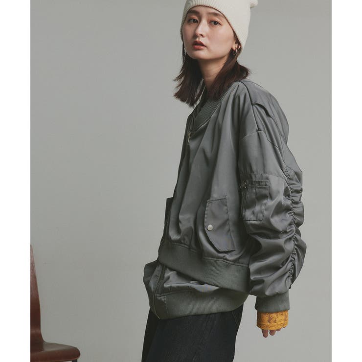 ギャザーデザインアシンメトリーMA-1 | ad thie | 詳細画像9 