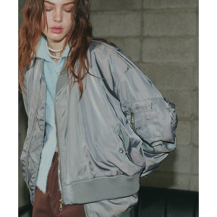 グレー | ギャザーデザインアシンメトリーMA-1 | ad thie