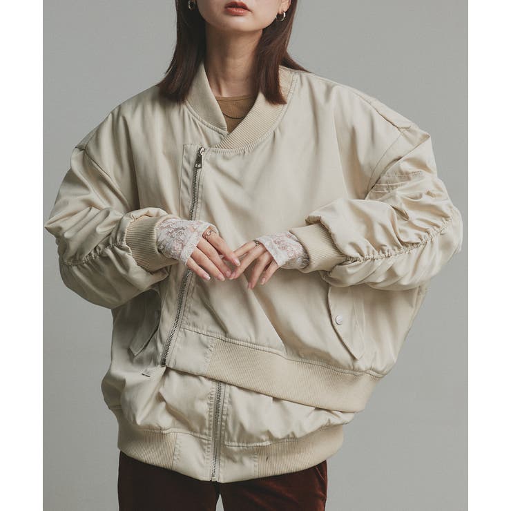 2025AW新作】ギャザーデザインアシンメトリーMA-1[品番：ADEW0005020