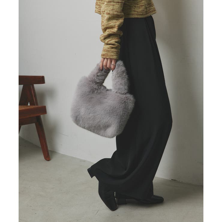 ライトグレー | フェイクファーハンドバッグ | ad thie