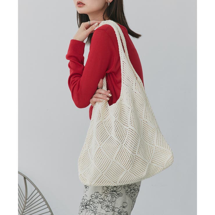 オフホワイト | カラフルニットトートバッグ | ad thie