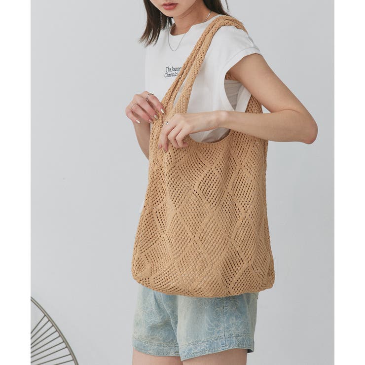 ベージュ | カラフルニットトートバッグ | ad thie