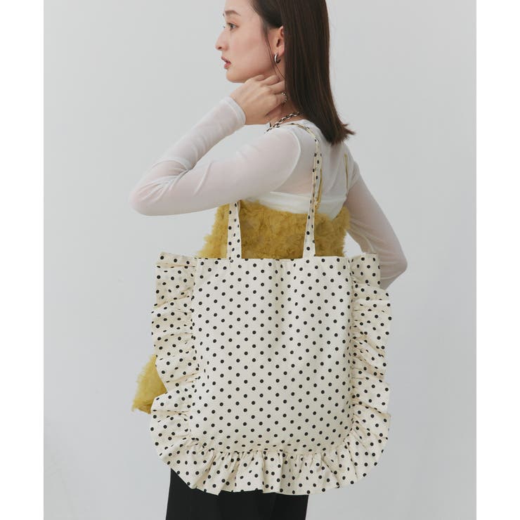 フレームフリルポルカドットスクエアトートバッグ | ad thie | 詳細画像10 