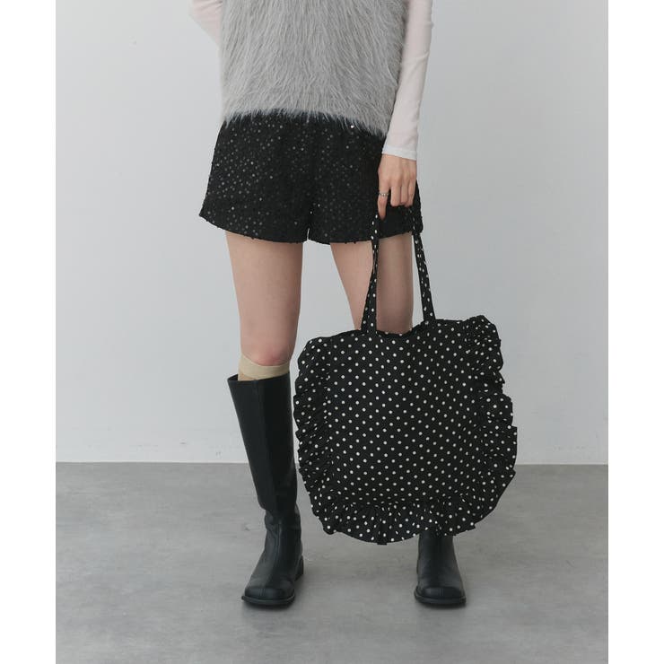 フレームフリルポルカドットスクエアトートバッグ | ad thie | 詳細画像4 