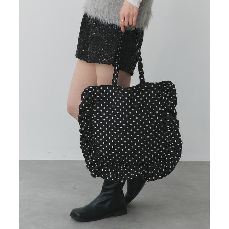 フレームフリルポルカドットスクエアトートバッグ | ad thie | 詳細画像5 