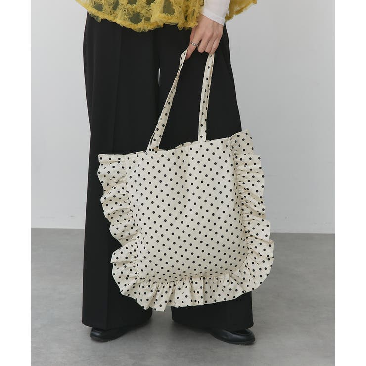 フレームフリルポルカドットスクエアトートバッグ | ad thie | 詳細画像9 