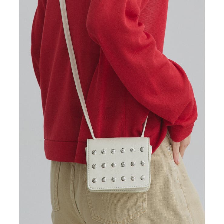 オフホワイト | スタッズデザインミニショルダーバッグ | ad thie