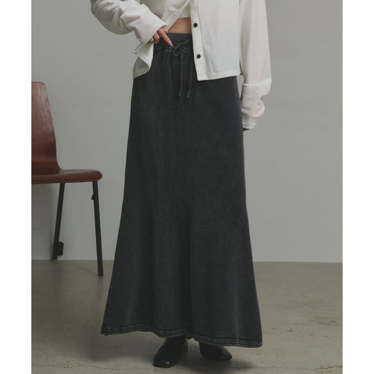 ブラック | 【2025AW新作】ピグメントイージーロングスカート | ad thie