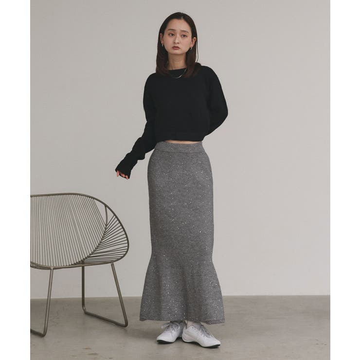 【2025AW新作】スパンコールラメニットロングスカート	 | ad thie | 詳細画像10 