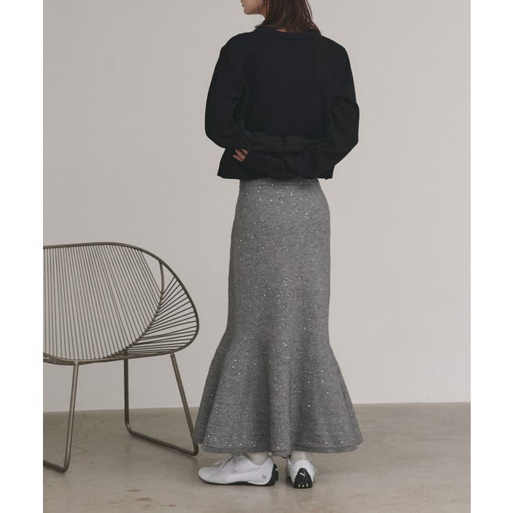 【2025AW新作】スパンコールラメニットロングスカート	 | ad thie | 詳細画像12 