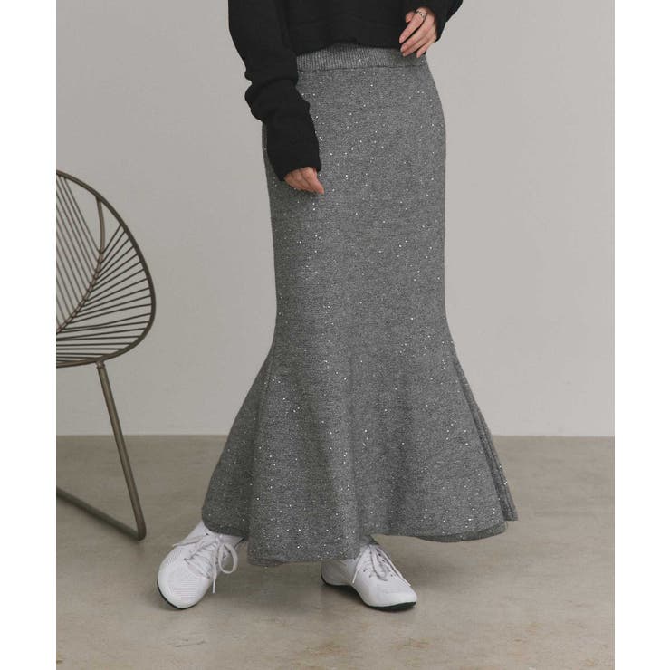 【2025AW新作】スパンコールラメニットロングスカート	 | ad thie | 詳細画像13 