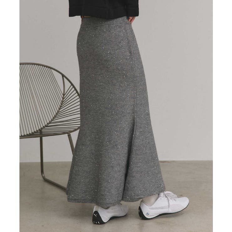 【2025AW新作】スパンコールラメニットロングスカート	 | ad thie | 詳細画像14 
