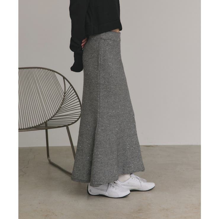 【2025AW新作】スパンコールラメニットロングスカート	 | ad thie | 詳細画像15 