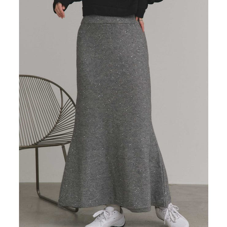 【2025AW新作】スパンコールラメニットロングスカート	 | ad thie | 詳細画像16 